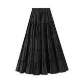 PANELED CAKE A LINE PLEATED SKIRT WITH FLOWING HEM_CWBMS0355