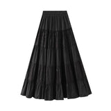 PANELED CAKE A LINE PLEATED SKIRT WITH FLOWING HEM_CWBMS0355