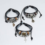 CREATIVE BEADED CROSS LEATHER BRACELET_CWMM4516