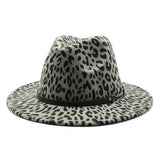FASHION LEOPARD PRINT WOOLEN HAT JAZZ HAT FELT HAT_CWAH2567