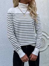 Turtleneck Striped Pullover Sweater