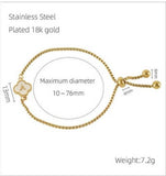 Cwaje1959_Adjustable Four Leaf Clover Letter Shell Bracelet