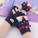 CARTOON HALF FINGER FLAP KNITTED VELVET GLOVES_CWAG0238