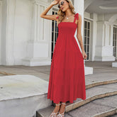 Solid Color Halter Long Dress