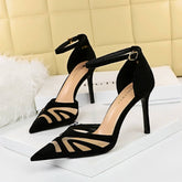 POINTED TOE MESH HOLLOW HIGH HEELS_CWSHH0096