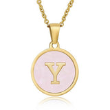 ROUND 18K GOLD STAINLESS STEEL 26LETTERS NECKLACE_CWAJE0683