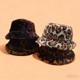 Women¡¯S Leopard Print Plush Bucket Hat Winter_Cwah04784