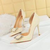 Women Rhinestone Buckle High Heels