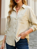 Casual versatile color-block long-sleeved shirt