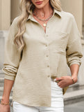 Casual versatile color-block long-sleeved shirt