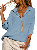 Casual versatile color-block long-sleeved shirt