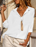 Casual versatile color-block long-sleeved shirt