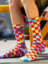 FASHION TIE DYED CHECKERED SOCKS_CWMS0265
