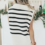 Womens Waistcoat With Striped Lapel Sweater