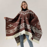 FRINGED PULLOVER CAPE CLOAK WARM KNITTED SHAWL_CWASC2265