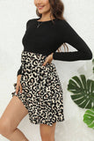 Stylish Crew Neck Leopard Print Slim-Fit Dress