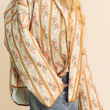 STRIPED FLORAL PRINT LOOSE QUILTED JACKET_CWOJA1552