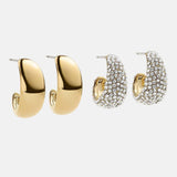 IRREGULAR WHITE ZIRCONIA STUD EARRINGS 18K GOLD_CWAJE4986