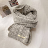 Avocado Green Wool Cable Knit Winter Scarf_Cwasc03813