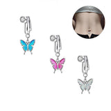 NON PIERCED BUTTERFLY OIL DROP BELLY BUTTON CLIP_CWMM9469