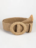 POPULAR ELASTIC ROUND BUCKLE STRAW BELT_CWABE0441