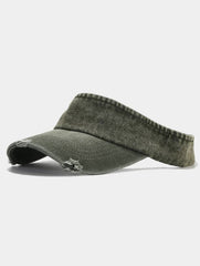 DISTRESSED DENIM VISOR HAT VINTAGE SUNSHADE CAP_CWAH3286