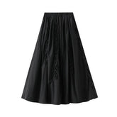 RUFFLE TRIM 3D LACE A LINE SLIMMING SKIRT_CWBMS0347
