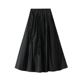 RUFFLE TRIM 3D LACE A LINE SLIMMING SKIRT_CWBMS0347