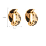 ENAMEL SILVER NEEDLE C SHAPED EARRINGS_CWMM4287