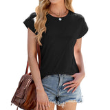 Solid Color Crew Neck Loose Short-Sleeved T-Shirt_Cwtbls1845