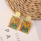 SWEET GIRL COLORFUL FLOWER ACRYLIC EARRINGS_CWAJE3993
