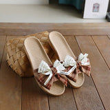FASHION LINEN BOW SLIPPERS WITH THICK SOLE_CWSHF0183