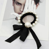 Pearl Lace Houndstooth Bow Hair Tie_Cwaha08049