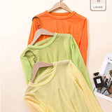 CANDY COLOR BLOUSE LONG SLEEVE MESH TOP_CWTBLL3620