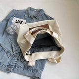 Printed Patchwork Contrast Color Canvas Bag_Cwab2692