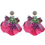 HANDMADE FLORAL FABRIC EARRINGS ELEGANT WOMANS_CWMM6173