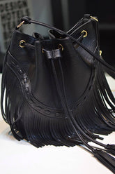 Cwab1570_Leisure Drawstring Tassel Bucket Shoulder Bag