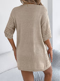 Solid-Color Hollowed-Out Mid-Sleeve Cardigan