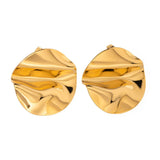 DELICATE GEOMETRIC PLEATED POLISHED EARRINGS_CWAJE1792