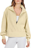 Solid Long-Sleeved Hoodie With Half Zip Collar