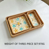 RATTAN COLORFUL SHELL FRUIT TRAY THREE PIECE SET_CWMM4393
