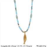 STAINLESS STEEL FISH PEARL NATURAL STONE NECKLACE_CWMM7543