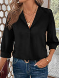 Commuting solid color V-neck chiffon blouse