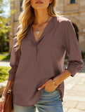 Commuting solid color V-neck chiffon blouse