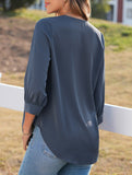 Commuting solid color V-neck chiffon blouse