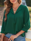 Commuting solid color V-neck chiffon blouse