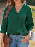 Commuting solid color V-neck chiffon blouse