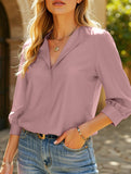 Commuting solid color V-neck chiffon blouse