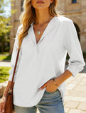 Commuting solid color V-neck chiffon blouse