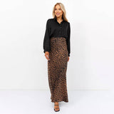 SATIN SKIRT SEXY LEOPARD PRINT MAXI SKIRT_CWAB4798